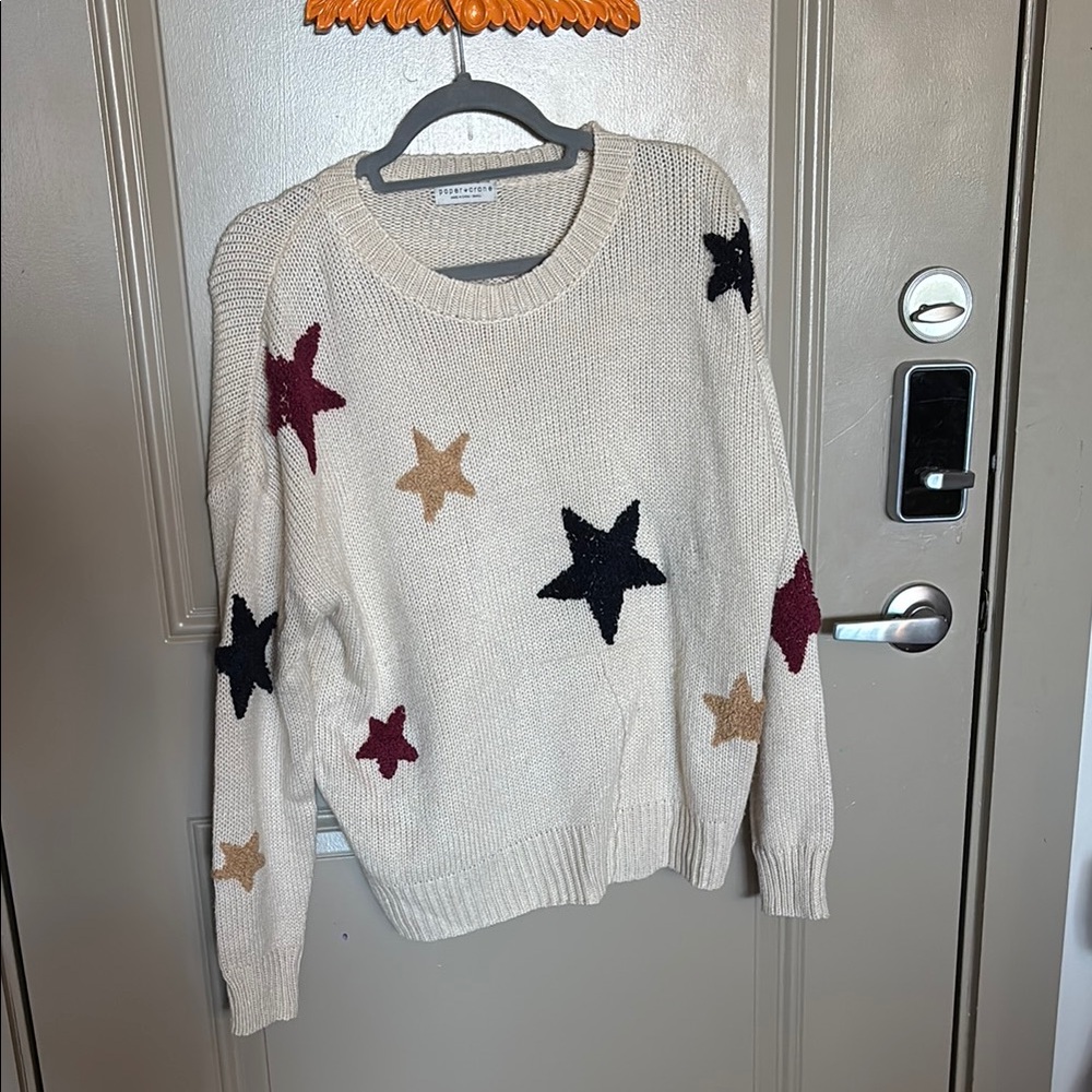 Paper Crane Cream Sweater with Star Accents